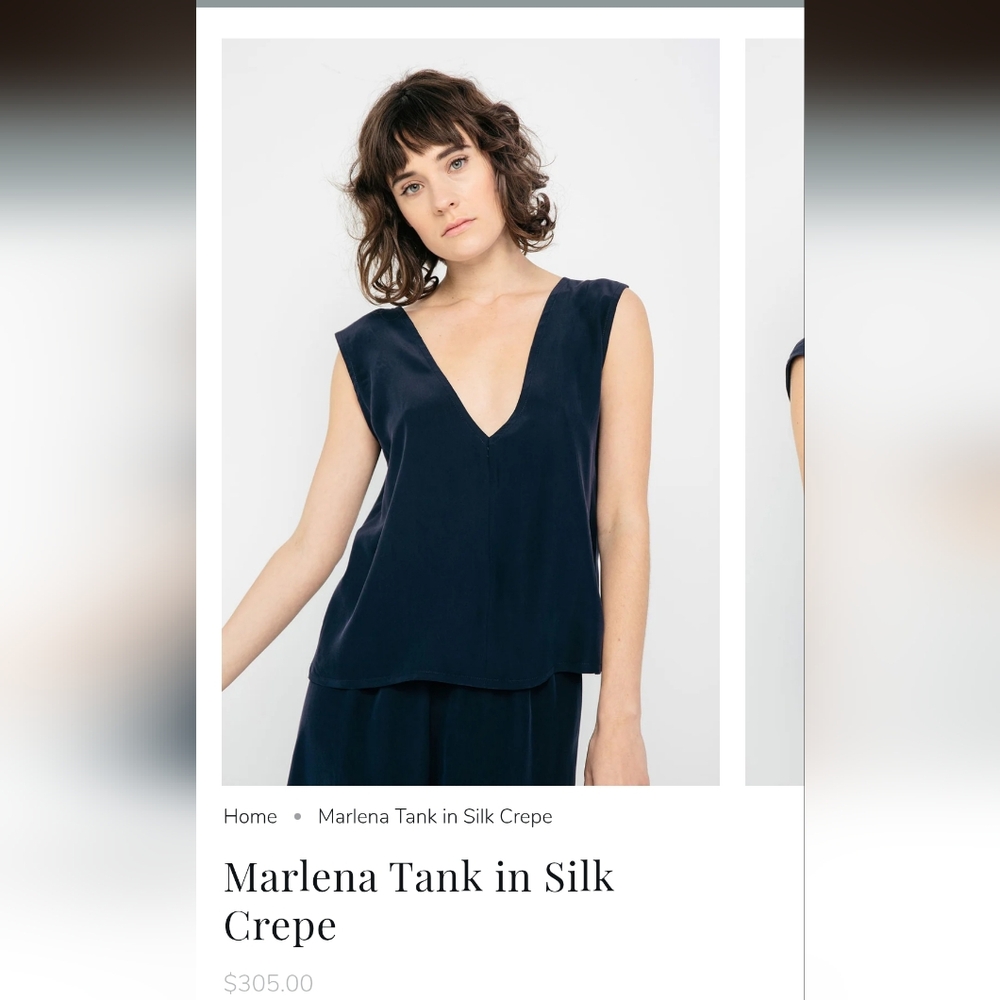 Elizabeth Suzann Marlena Silk Crepe Tank Top. Size Small.